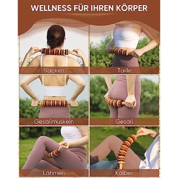 /EA/43,3 cm bøgetræ rullemassage mod cellulite
