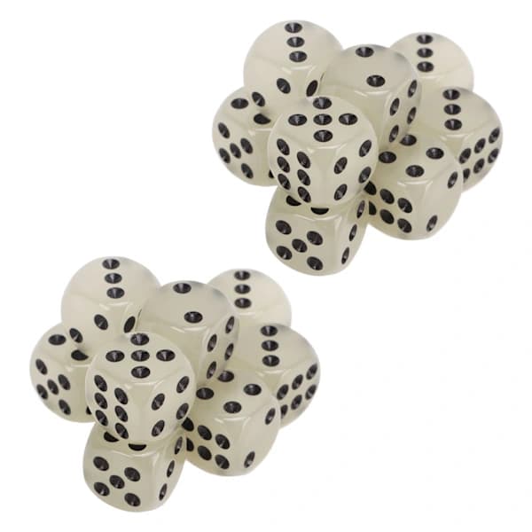 /EA/20 stykker glødende terninger Medium Black Dot Klassisk plast 6-sidige terninger Brettspillterninger for brettspill