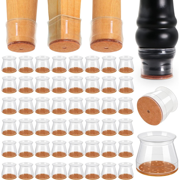 24 st möbelbensskydd i silikon, möbeltassar i filt, stolsbensskydd för hårda golv small 48pcs
