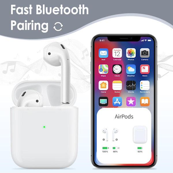 Trådlösa Hörlurar Bluetooth, 40 timmars speltid Stereo IPX5 Vattentäta Öronproppar, Sladdlösa In-Ear Hörlurar med Mikrofon för iOS Andriod Mobiltelefon