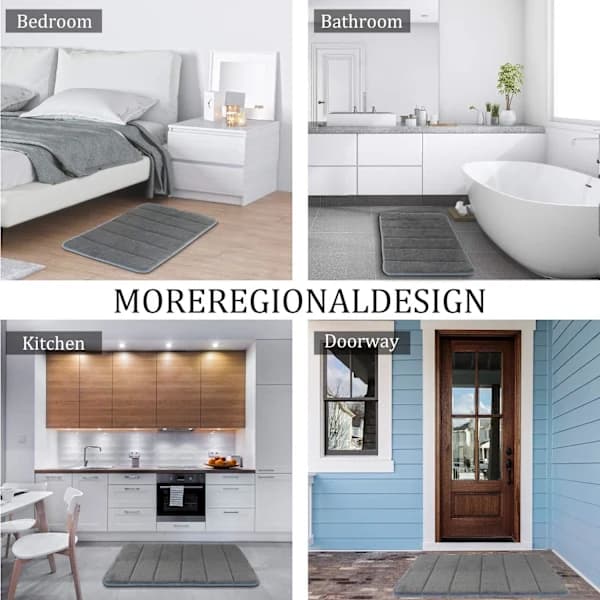 /EA/Meget absorberende koralfleece blød bagside skridsikker bademåtte (grå)