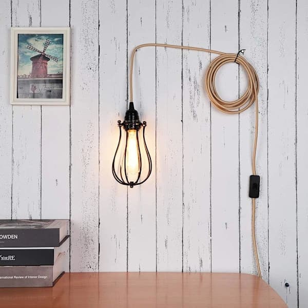 /EA/ Stoffkledd elektrisk kabel 2 kjerner 2,5 meter kabel Lin E27-uttak