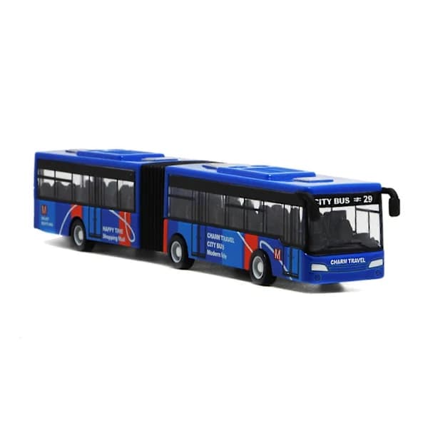Realistisk Bybus Træk Tilbage Legetøj Børn Model Legetøj Bordspil Bedste Gave Blå