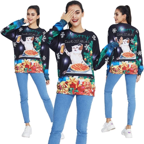 Ugly Christmas Sweater Juletrøje til mænd 3D julemandsprintet JumperL