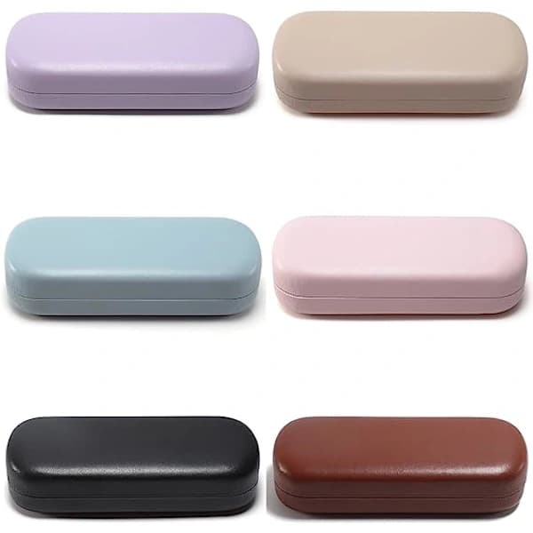 /EA/Hårt glasögonfodral (beige), PU-läder glasögonfodral, bärbart skydd