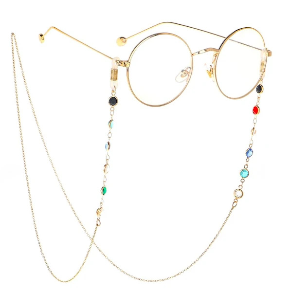 Exclusive Soft Crystal Eyeglass Chain Silver