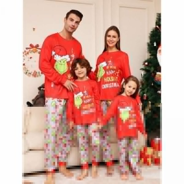 Grinch julpyjamas Familjematchande vuxen Barn PJs Set Nattkläder Pyjamas Barn 120