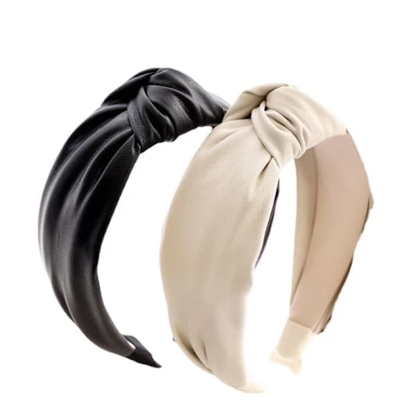 /EA/2-pack PU-läderknutna pannband, toppknut PU-läder H