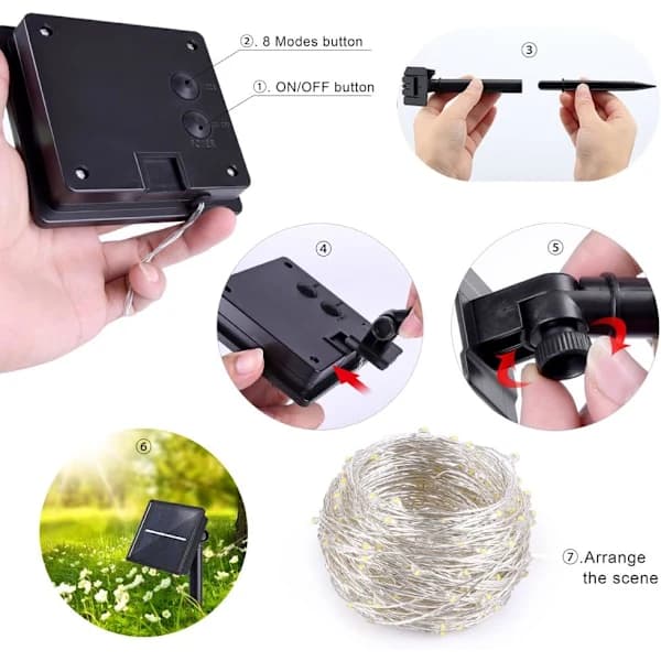 /EA/ Udendørs solcellelamper, 200LED 22M 8 tilstande IP65 vandtæt S