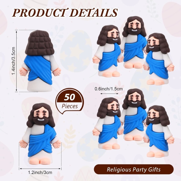 24-50 st Jesusleksaker påskminigummi Jesusfigur att gömma sig och söka Religiösa festfavoriter Söndagsskolan Hantverksdoppresenter till påskäggssaker Cyan 24PCS