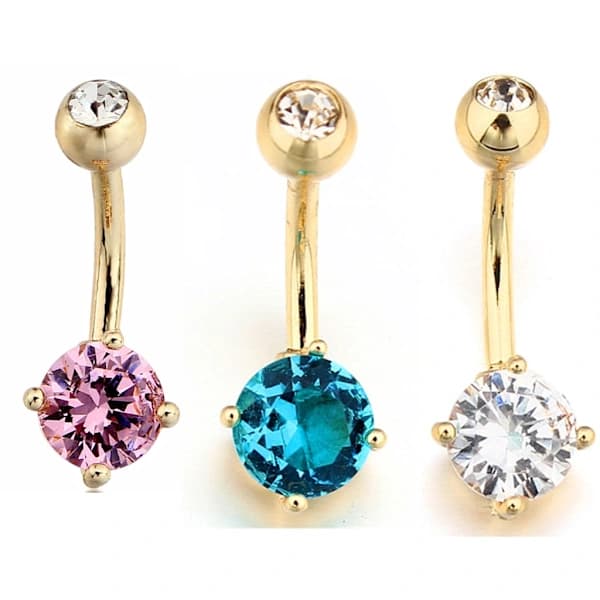 /EA/10K Gult Guld Simuleret Diamant CZ Pæreformet Navlepiercing