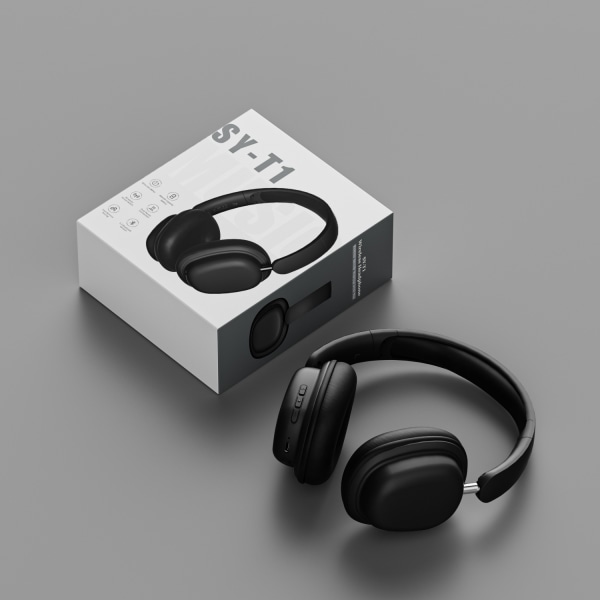 Nyligt populære trådløse høretelefoner med Bluetooth-stil gaming høretelefoner og højt batteri (leveres med en spilspecifik plug-in mikrofon) Elegant Black