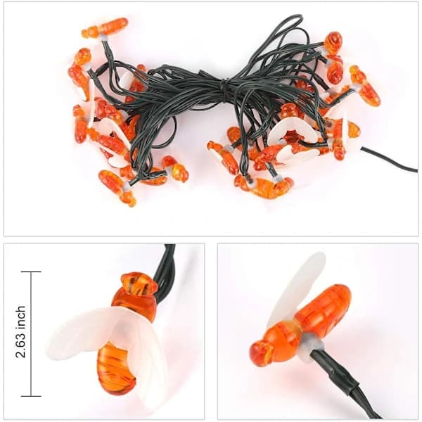/EA/Juledekorasjon 20 LED 5M Simulering Honningbier Power String Lampe Utendørs Gårdshage Honey Bee String Lights W