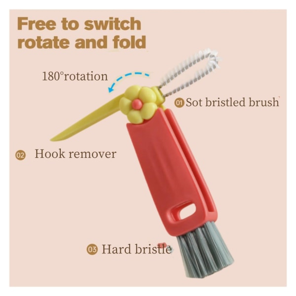 3 i 1 kopp lock rengöringsborste, 2024 ny spaltrengöringsborste för flaskgap med trånga utrymmen kopp, kaffekopp termoskopp multifunktionell rengöringsborste，H green