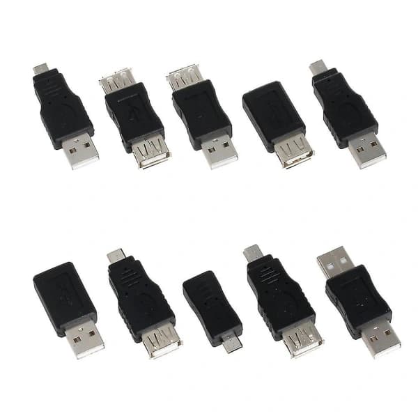 10 stk. Mini Konverter USB Han til Hun Micro USB Kontakt Forlængeradapter