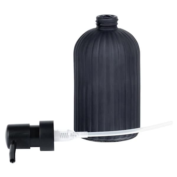 /EA/Elegant sort sæbedispenser i glas til køkken & badeværelse