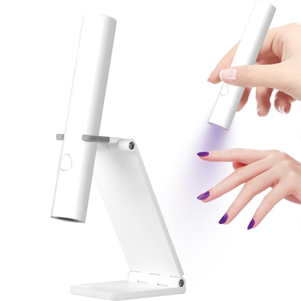 UV-lampa för gelnaglar, mini-UV-LED-lampa för naglar Uppladdningsbar med stativ Bärbar Liten UV-nagellampa för gelnagellack, för härdning av nagellim & nagel