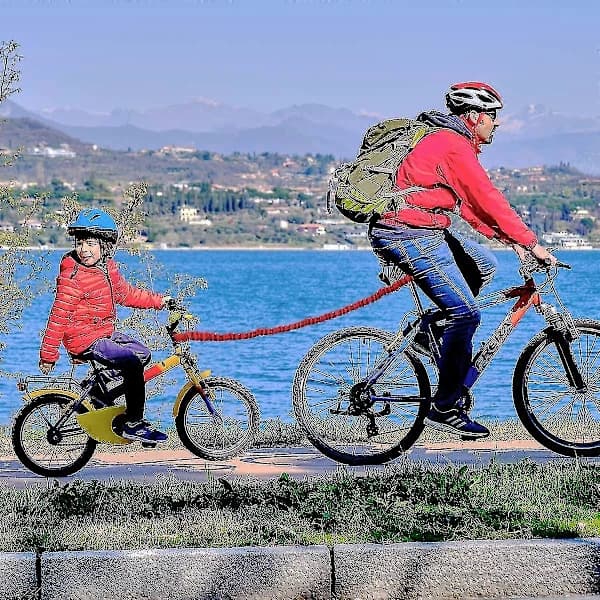 Cykelbugserline Børnebugserline til cykel Bugserrem Elastisk cykelbungee-bugserline, lastekapacitet 225 kg (rød - 170 cm)