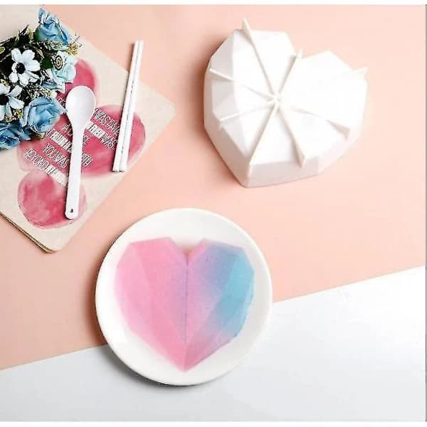 /EA/Diamant Hjerteform Silikon Mousse Kakeformer