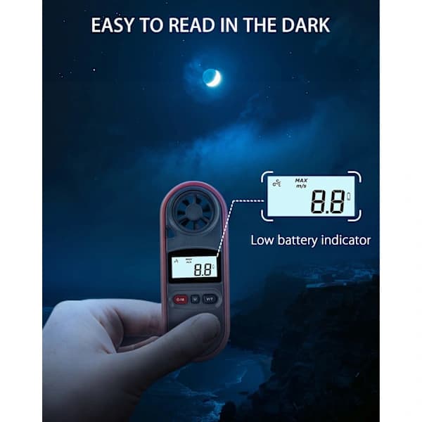 /EA/Bærbar vindmåler anemometer, digital lufttemperatur anemometer vindhastighetsmåler termometer velometer HVAC