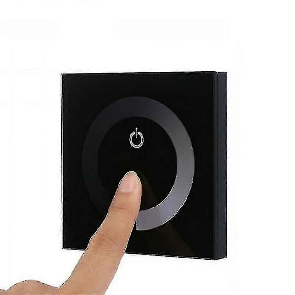 /EA/DC 12V-24V Touch Panel LED-ljus Dimmer Smart Controller Väggmonterad Strömbrytare (färg: svart)