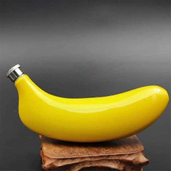 2-pack bananflaskset, 5 oz 304 rostfria höftflaskor med trattar för hemkök bar, gul