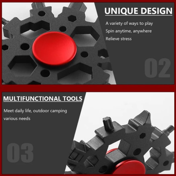 Snowflake monitoimityökalu, ruuvimeisseli, lumihiutale monitoimiavain 23-in-1 Snowflake Multi Tool svart