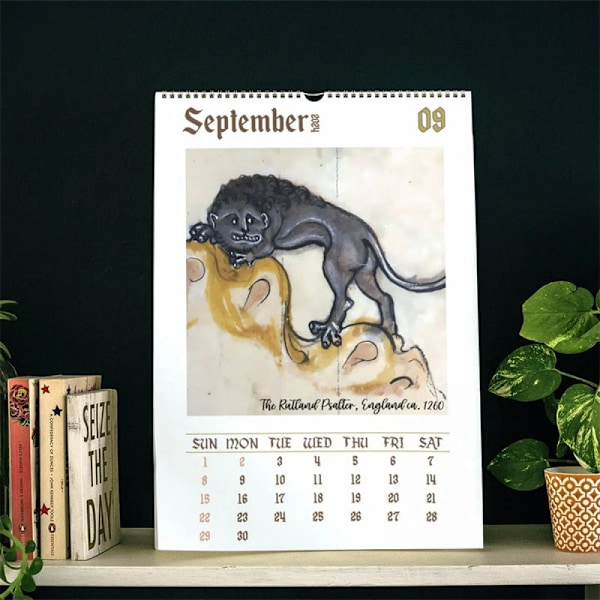 Fula medeltida lejon Konstiga medeltida lejonkalender 2024, Väggkalender Nyårspresent 1 st