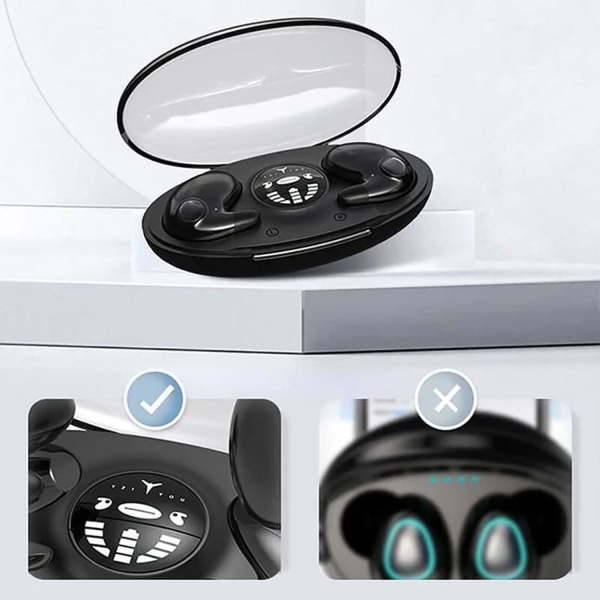 Invisible Sleep Wireless Earphone IPX5 Vattentät, True Wireless Earbuds Sense-Free att bära Bluetooth 5.3 Headphones Touch Control, med trådlös Chaufför Färg