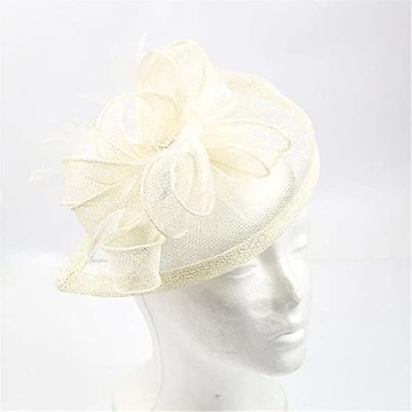 /EA/Bred Charmig Blommig Håraccessoar Cocktailhatt Formell Bröllopstillfälle, Hampabordsduk Mesh Top