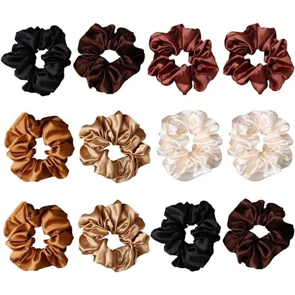 /EA/12 stk. hårstrikker, sateng hårstrikker scrunchie