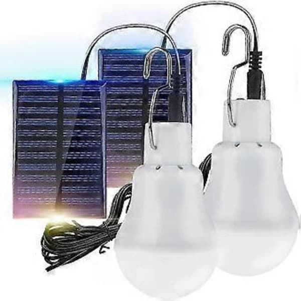 /EA/ 2 Bærbare solcelle campinglamper, LED solcellelampe Solcelle nødlampe Havelanterne Solcellebelysning med krog Lampepanel til camping