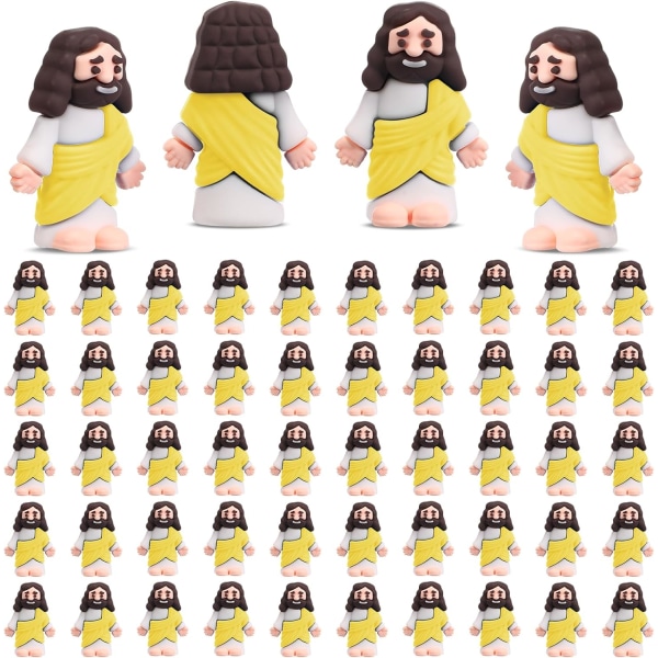 24-50 stk. Jesus-legetøj påske-minigummi Jesus-figur til at gemme sig og søge religiøse festgoder Søndagsskolehåndværk dåbsgaver til påskeægsting Yellow 50PCS