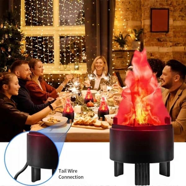 3D Fake Flame Light Elektrisk Bål Kunstig Flammende Eldeffekt Dekor Fp