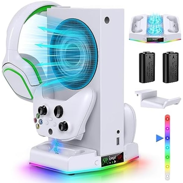 Xbox Series S multifunktionell konsol, vertikal LED-ljusbas kylningsladdningsställ svart