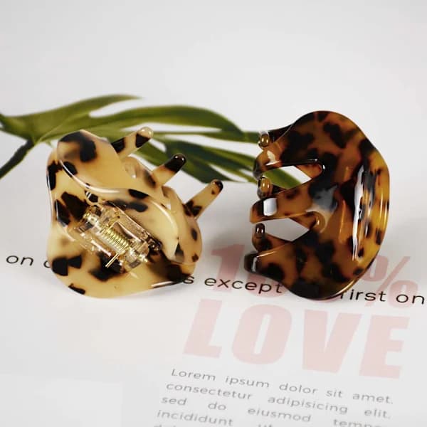 /EA/4-pack 5,3 cm Hårklämmor Sköldpaddsskal Cellulosaacetat Resin Hårspännen Medium Fransk Design Hårkäke Leopardtryck Mode Hårstyling