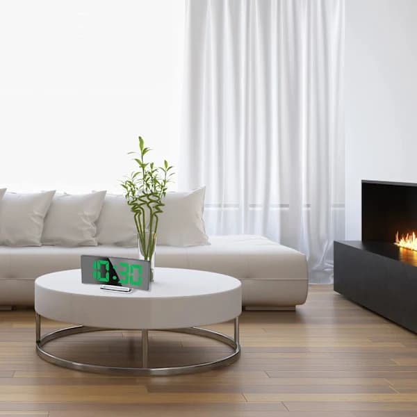 /EA/(Grön) Digital Väckarklocka för Sovrum, Modern Böjd Design Sängklocka, Lämplig för Djupsömnare