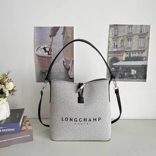 Dam Tote Väska med Dragkedja Hinkväska Axelväska med Fickor Casual Crossbody Handväskor med Justerbara Axelremmar Mode Dam Sommar Simplic Brown