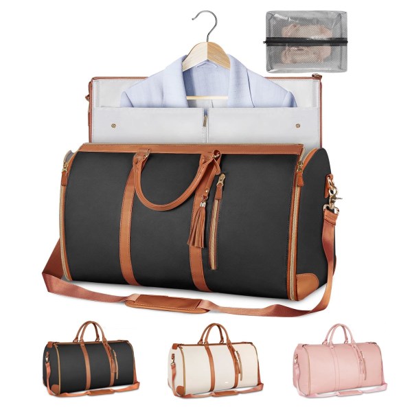 Vikbar resväska, hängande kläder resväska med stor kapacitet, hopfällbar duffelväska för resor black