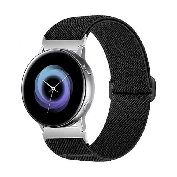 Universelt Justerbart & Elastisk Nylon Urarmbånd - 20mm Sort Sort