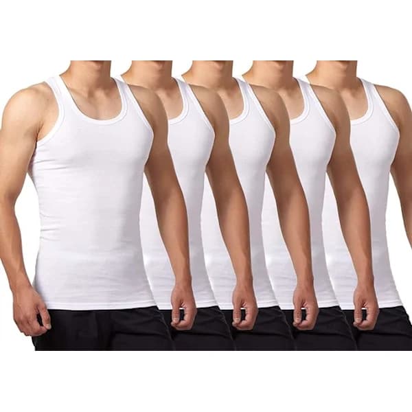 /EA/5-pack Herrlinnen 100% Bomull Tanktop Underkläder (Vit*5 L