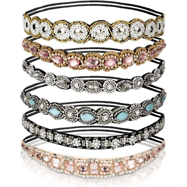 /EA/6-pakning Rhinestone Elastiske Hodebånd Bohemia Elastiske Hodebånd w