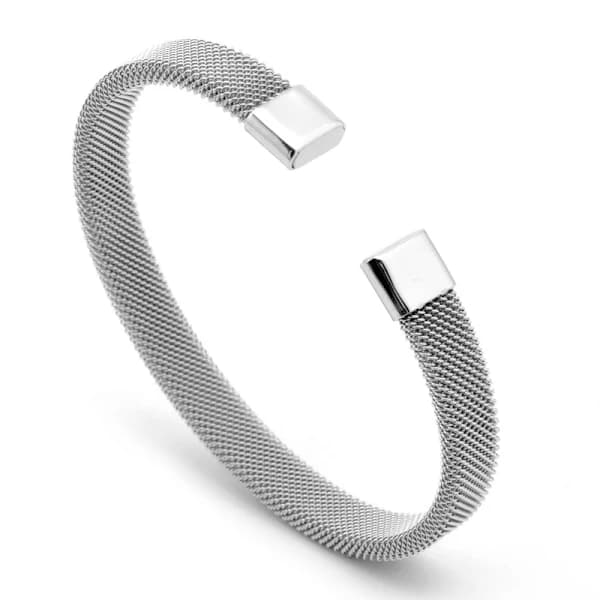 /EA/Sølv Herrearmbånd i stålnett