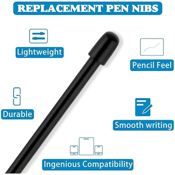 /EA/Standard pennspidser til WACOM, 12 stk. Sorte erstatningspennspidser til Wacom Intuos Pro, Wacom IMo