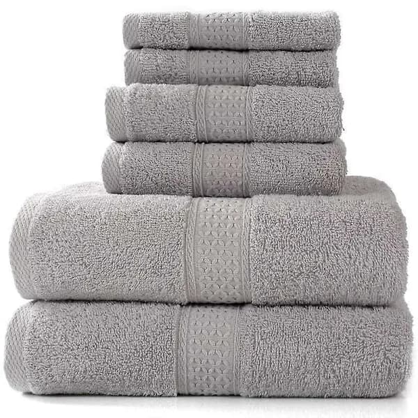 /EA/Sæt med 2 badehåndklæder og 4 håndklæder, AB Fade Resistant, 100% bomuld, grå