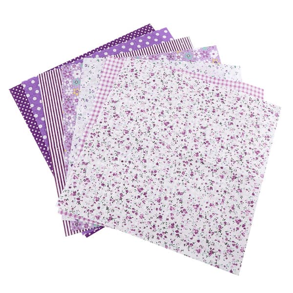 /EA/7st 25*25 cm Bomullstyg DIY Blandade Rutor Förklippt Sängkläder Kit Quarters Bundle Lila Prick
