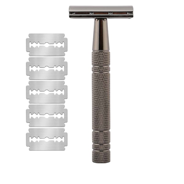 Roségulds Säkerhetshyvel för Kvinnor - Inkluderar 10 Platinabelagda Blad, Återanvändbar Metallhyvel för Män - Viktigt för Resan Gentleman Black and5 Blade