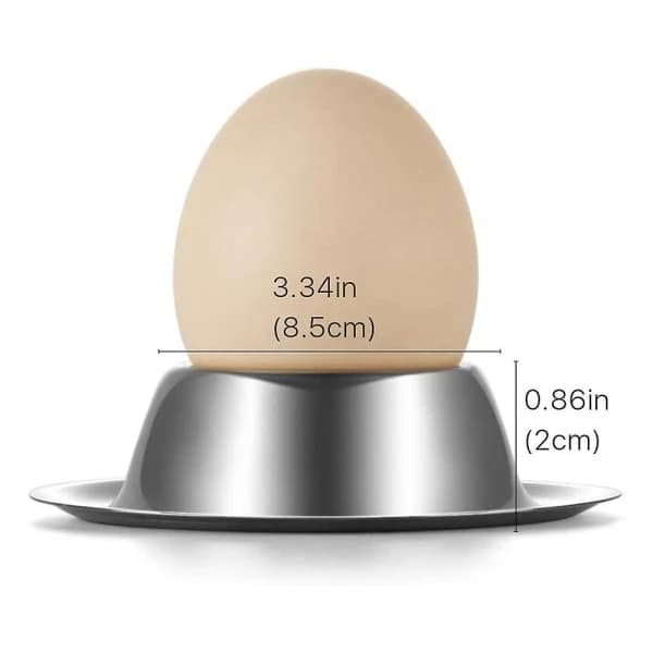 Eggkoppholder Sett med 2, Eggkopper i rustfritt stål Tallerkener Serviseholder for hardkokte og bløtkokte egg