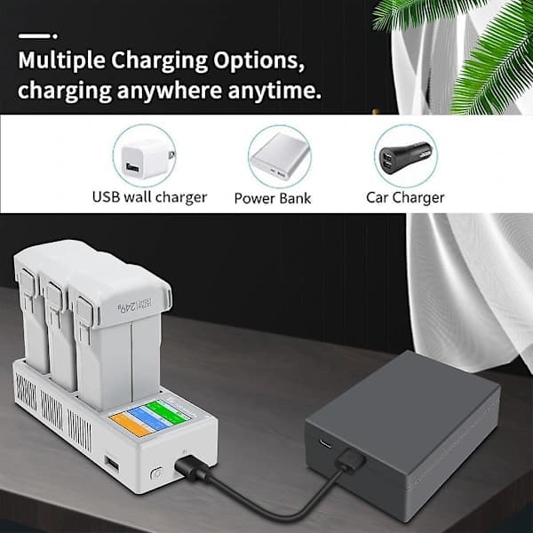 /EA/Hurtigladehub for Mini 3 Pro/Mini 3-batteri USB-lader med LCD-skjerm