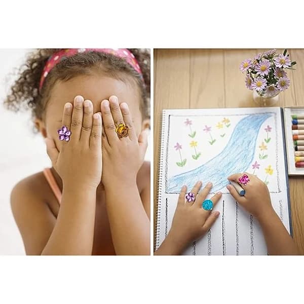 /EA/24 stk. krystalringe til piger, prinsesseringe med hjerte